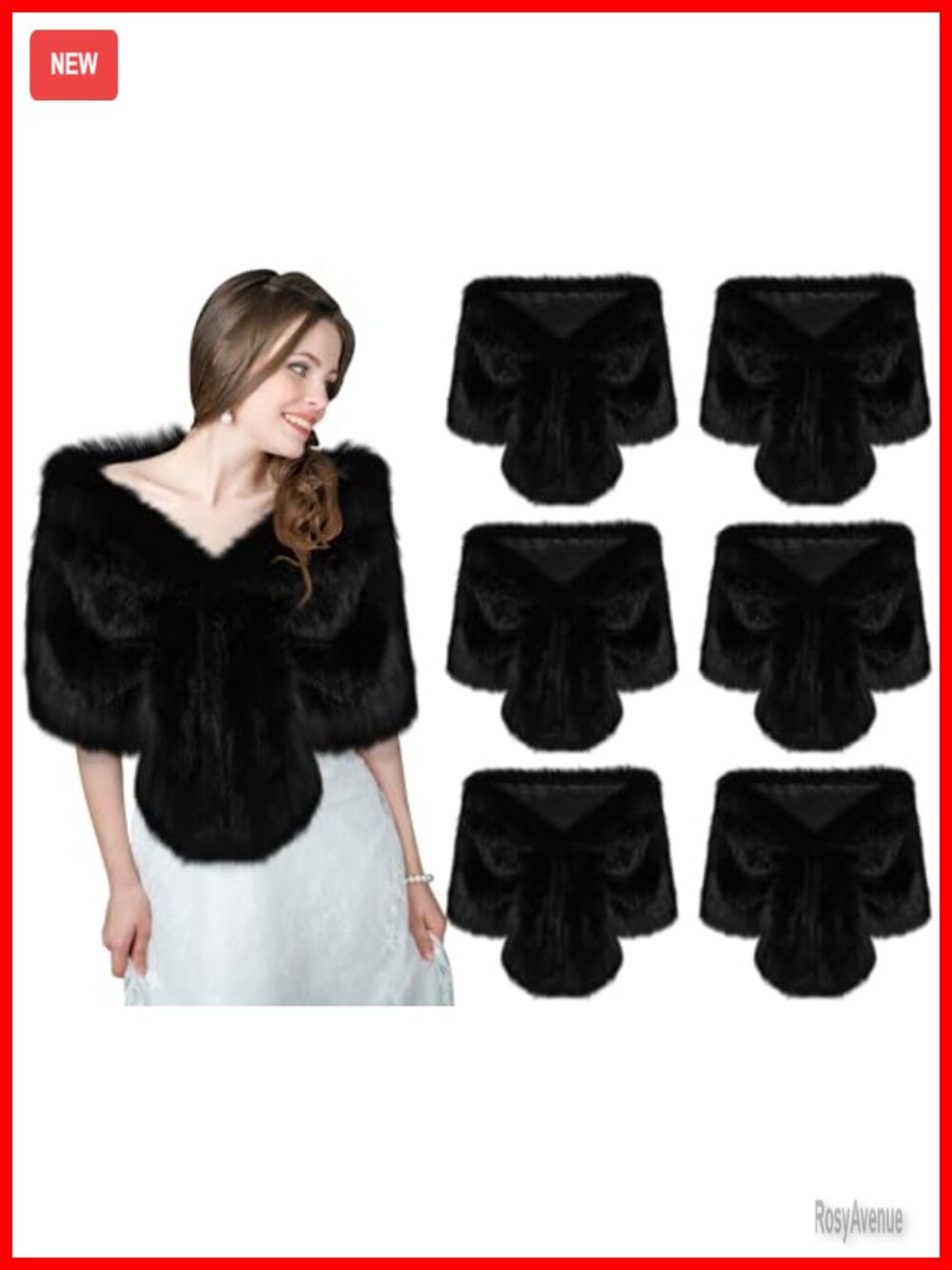 Faux Fur Shawl Wrap Stole Shrug Winter Scarf Cape for Wedding Bridal Evening